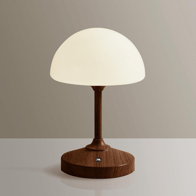 Dawnwake Mushroom Lamp Cordless Lamp Table Lamp,Outdoor Waterproof Shower Lamps,5000mAh Rechargeble Battery Operated Dimmable Touch Desk Lamps,LED Night Light for Bathroom Patio Camping Outdoor/Walnut