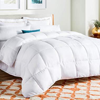 LINENSPA All-Season White Down Alternative Quilted Comforter - Corner Duvet Tabs - Hypoallergenic - Plush Microfiber Fill - Machine Washable - Duvet Insert or Stand-Alone Comforter - Oversized King