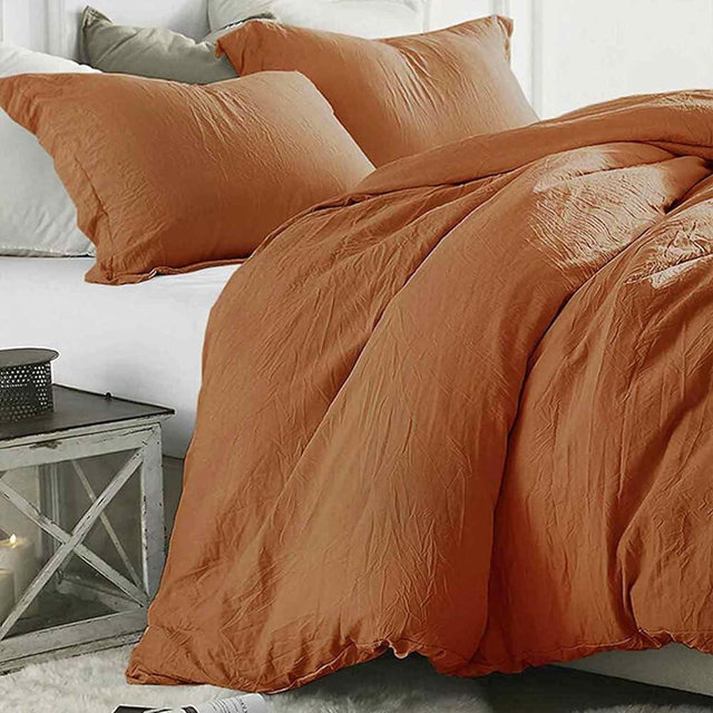 Comforter Queen Size Burnt Orange, 3 Piece Boho Soft Terracota Modern Bedding Set, Lightweight Caramel Rust All Season Microfiber Down Alternative Bed Comforter with 2 Pillow Shams for Women Men