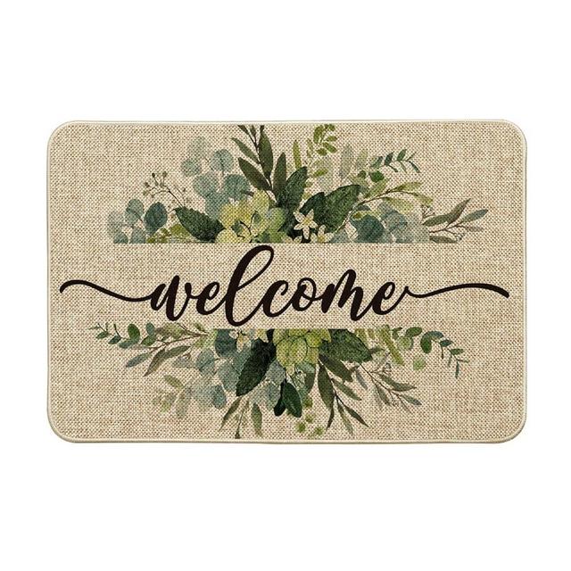 Artoid Mode Eucalyptus Floral Leaves Welcome Spring Doormat, Summer Decor Low-Profile Switch Rug Door Mat Floor Mat for Indoor Outdoor 24x35 Inch