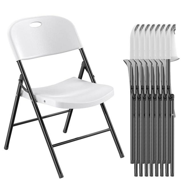 Nazhura 8 Pack 650 Weight Limit Heavy Duty Plastic Folding Chair with Reinfoced Steel Frame for Indoor and Outdoor, Wedding, Party, Restaurant, Meeting Room, Patio and Garden (8 Pack)