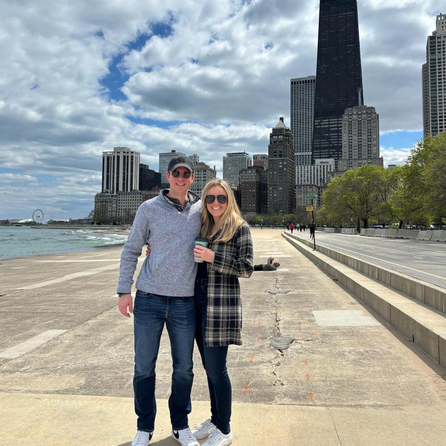 Kelly and Kyle on a weekend trip to Chicago before the big move