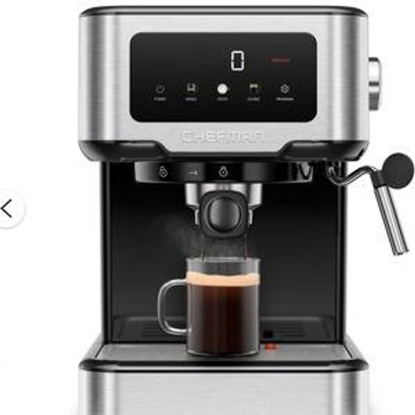 Chefman CraftBrew Espresso Machine W/ Steam Wand and Touch Controls – Stainless Steel