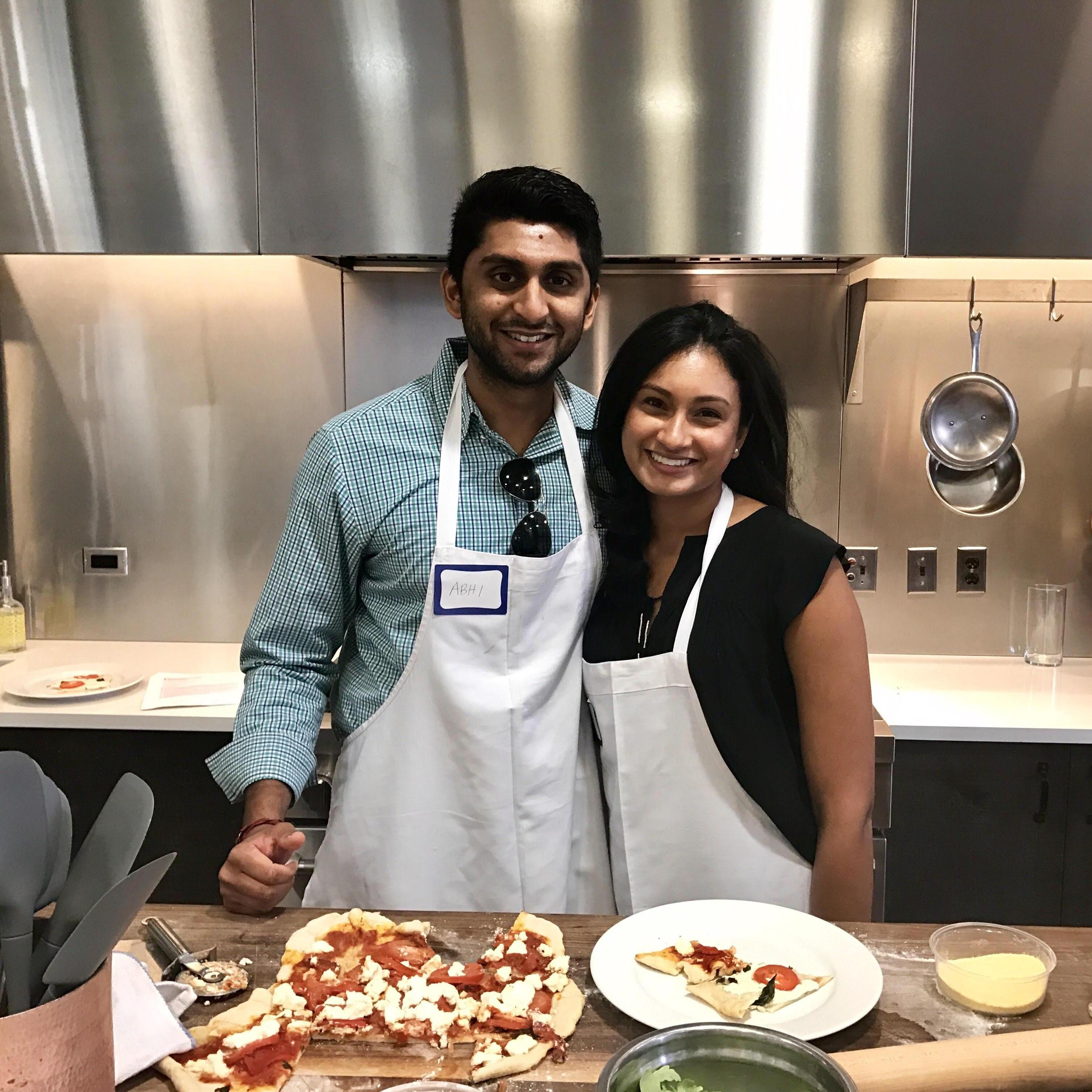Abhinav loves to eat pizza but definitely cannot make a pizza!
