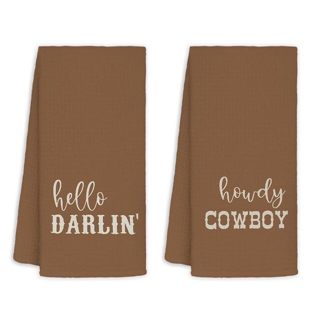 Jvpke Western Hand Towels for Bathroom, Western Bathroom Decor, Hello Darlin Howdy Cowboy Kitchen Towels Set of 2, Gifts for Couples, Western Dish Towels, Western Hand Towels 16×24 in