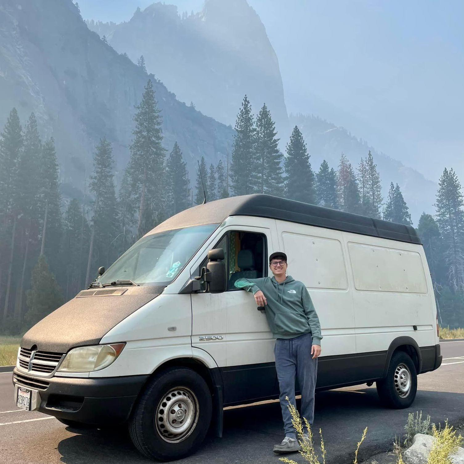 Pete modeling our home for our first vacation together!