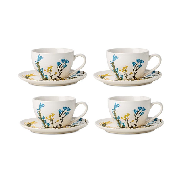 Lenox Wildflowers Tea Cup & Saucer, Set of 4
