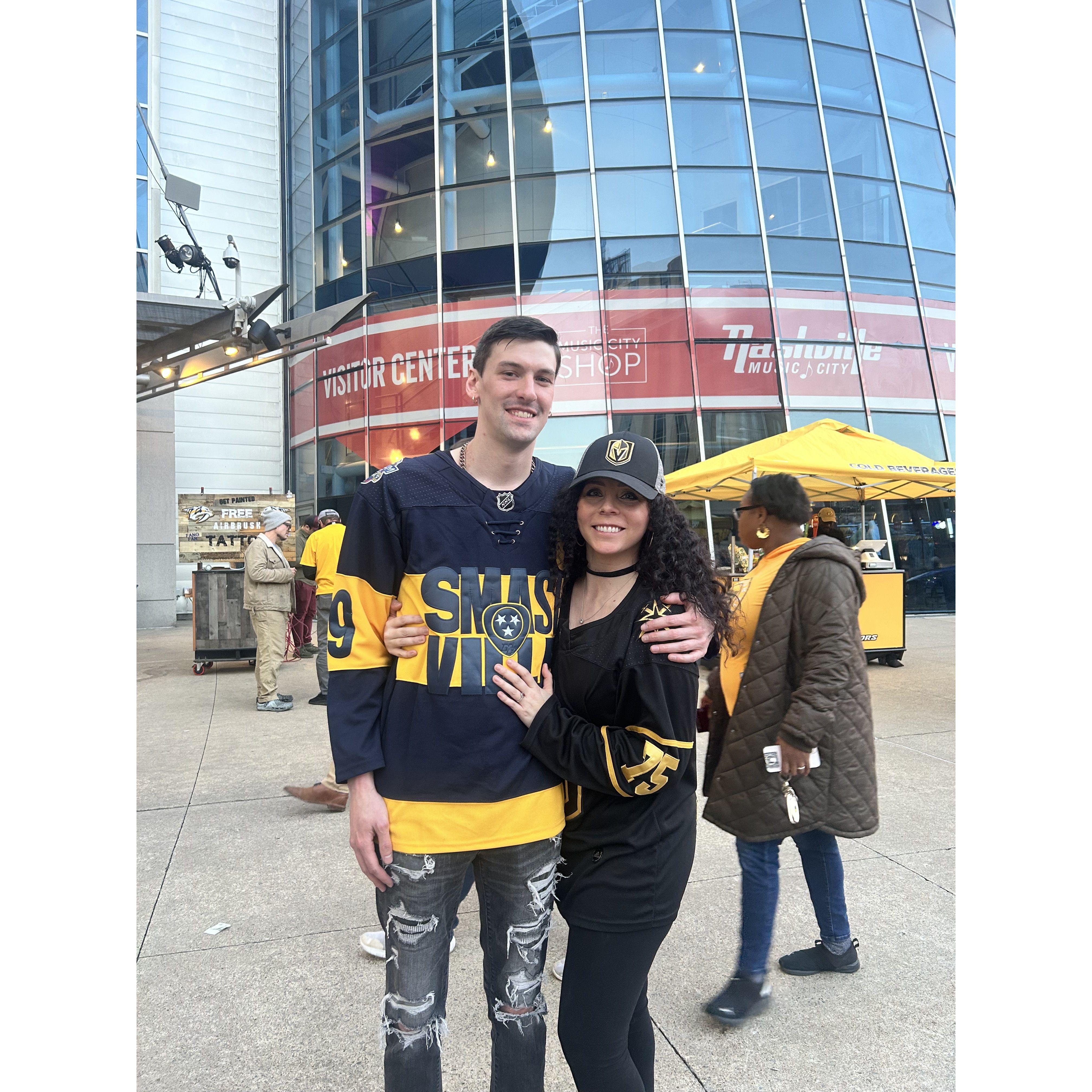 "Go Knights Go!" -Nicole  "Lets Go Predators!" -Dave