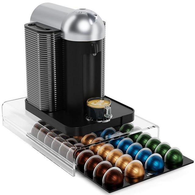 Storage Drawer for Nespresso Vertuo Coffee Pod Holder for Counter Acrylic Coffee Capsule Organizer - 40 Pods
