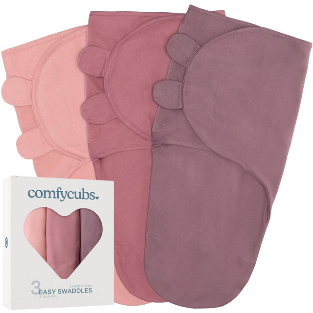 Swaddle Blankets for Baby Girl & Boy 3 Pack Sleep Sack Velcro by Comfy Cubs