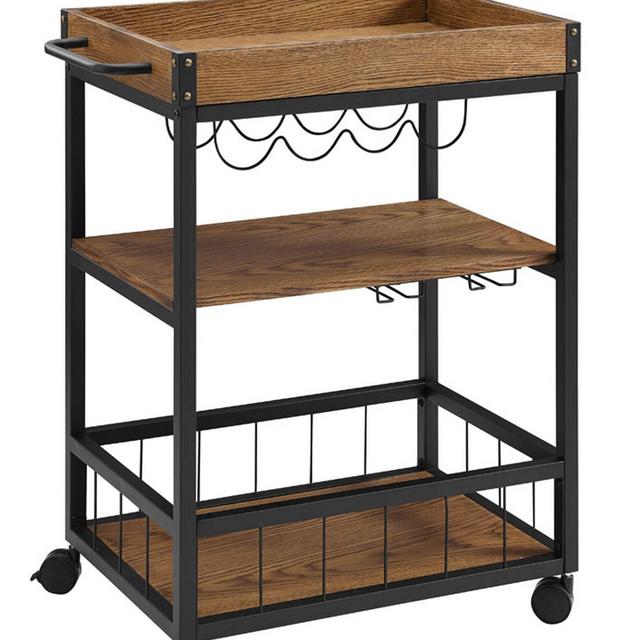 Linon 464908MTL01U Austin Kitchen Cart, 30.5&quot; W x 18.13&quot; D x 36.25&quot; H, Black