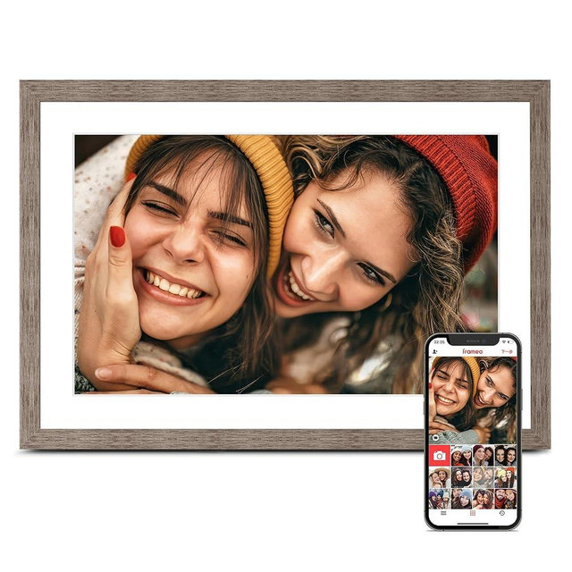 Frameo 10.1 Inch Digital Picture Frame, Digital Photo Frame WiFi, 32GB Memory, Electric Slideshow Frame, 1280 * 800 HD Touch Screen, Wall Mountable, Share Instantly, Mom Gifts, Greige