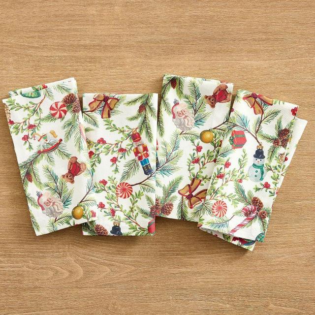 Nostalgic Christmas Icon Printed Cotton Napkins, Set of 4 - Multi