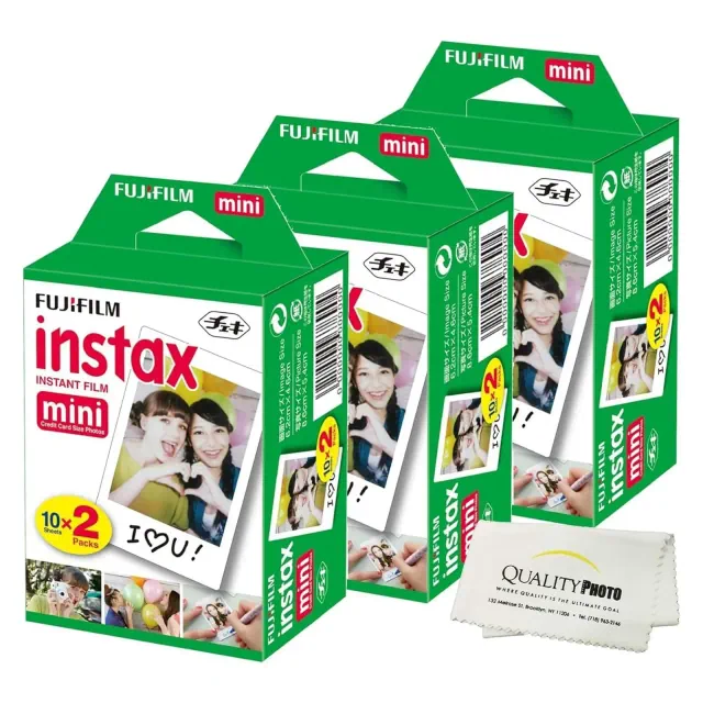 Fujifilm Instax Mini Instant Film for Fujifilm Mini 8,9,11,12 Cameras with Microfiber Cloth by Quality Photo