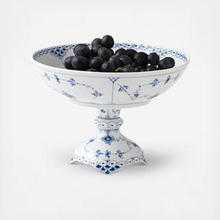 Blue Fluted Half Lace Footed Compote