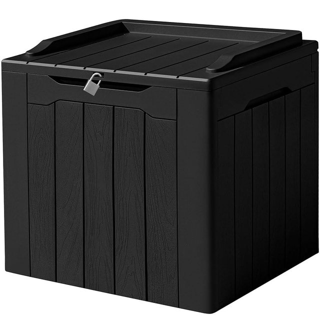 Devoko 31 Gallon Waterproof Outdoor Storage Box Resin Deck Box Lockable and UV Resistant for Patio Furniture,Garden Tools,Outdoor toys（Black）