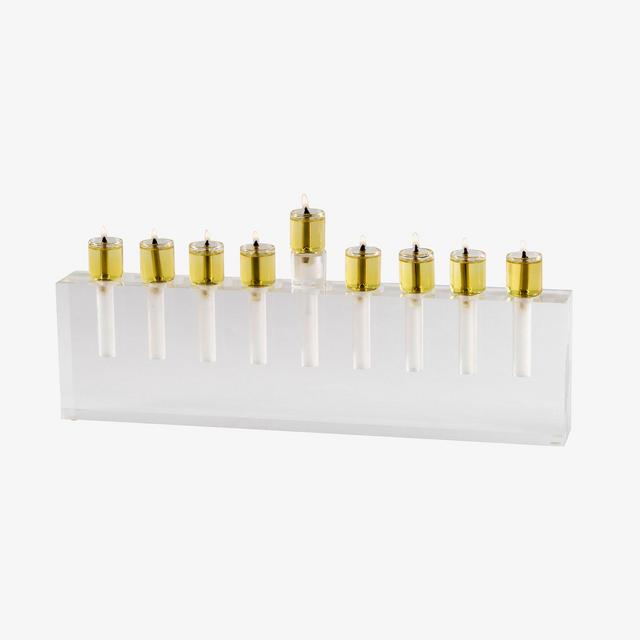 Oil Menorah - White / Clear