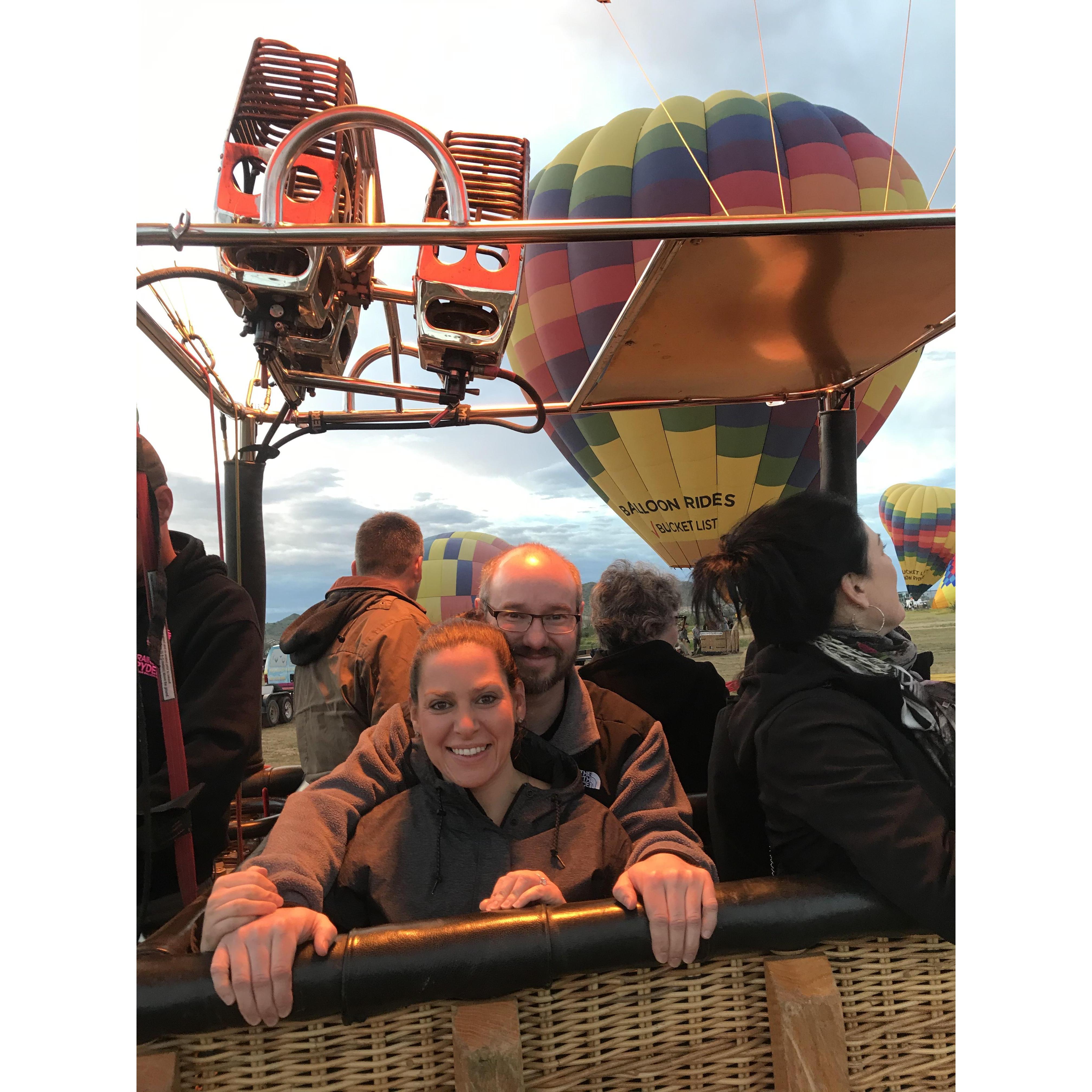 First hot air balloon ride together in Arizona