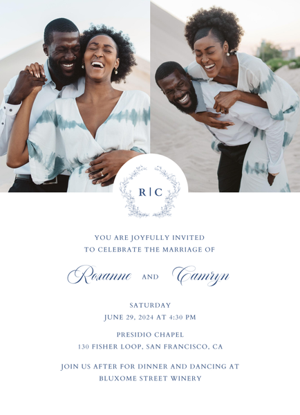 Eleanora Multiphoto | Dusty Cobalt | Zola Wedding Invitations