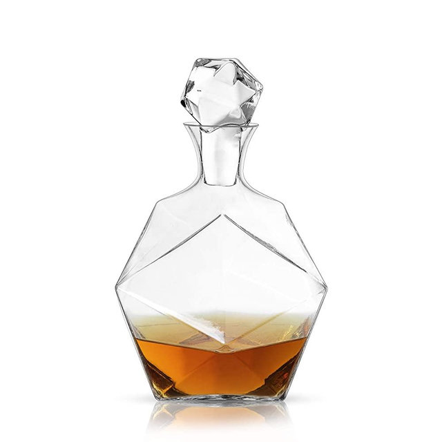 Viski Faceted Crystal Liquor Decanter, 40 oz, Clear