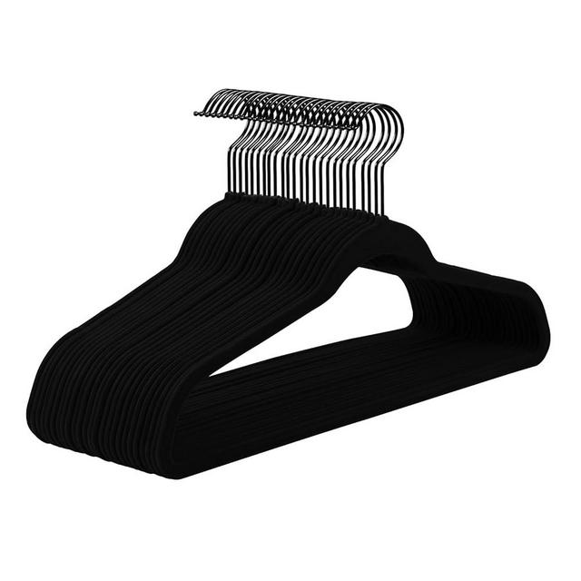 MIZGI All Black Velvet Hangers 60 Pack,Premium Flocked Clothes Hangers Non-Slip Felt Hangers,Sturdy Black Hangers Heavy Duty Coat Hangers,Durable Suit Hangers for Space Saving, No Hanger Marks