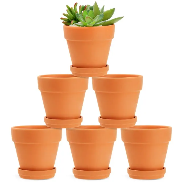 Juvale Juvale 4-inch 6 Pack Small Terracotta Pots with Saucer and Drainage Hole - Clay Planter for Indoor Plants