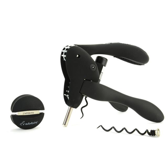 Rabbit Original Lever Corkscrew with Foil Cutter and Extra Spiral (Velvet Black)