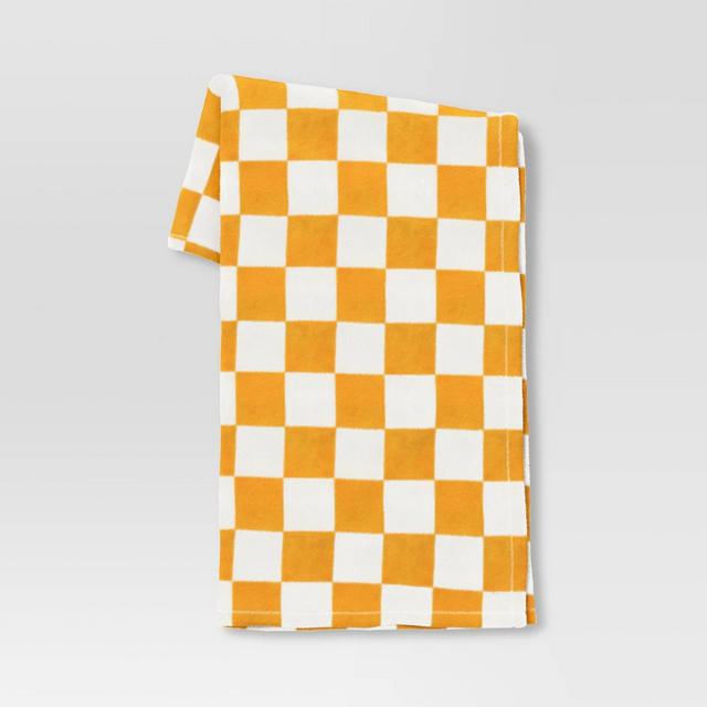 Printed Checkerboard Plush Throw Blanket Yellow - Room Essentials™