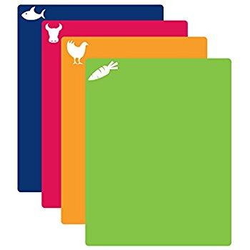 CounterArt Flexible Cutting Mat with Food Icons, Set of 4