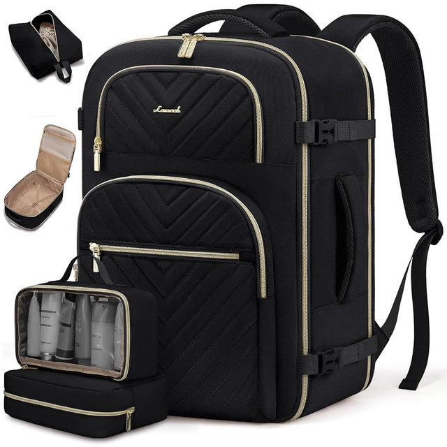 LOVEVOOK Travel Backpack Carry on Flight Approved 40L,Waterproof TSA Travel Essentials Personal Item Backpack for Women Men,Large Carry on Luggage Suitcase Travel Bag for Airplane with 3 Packing Cubes
