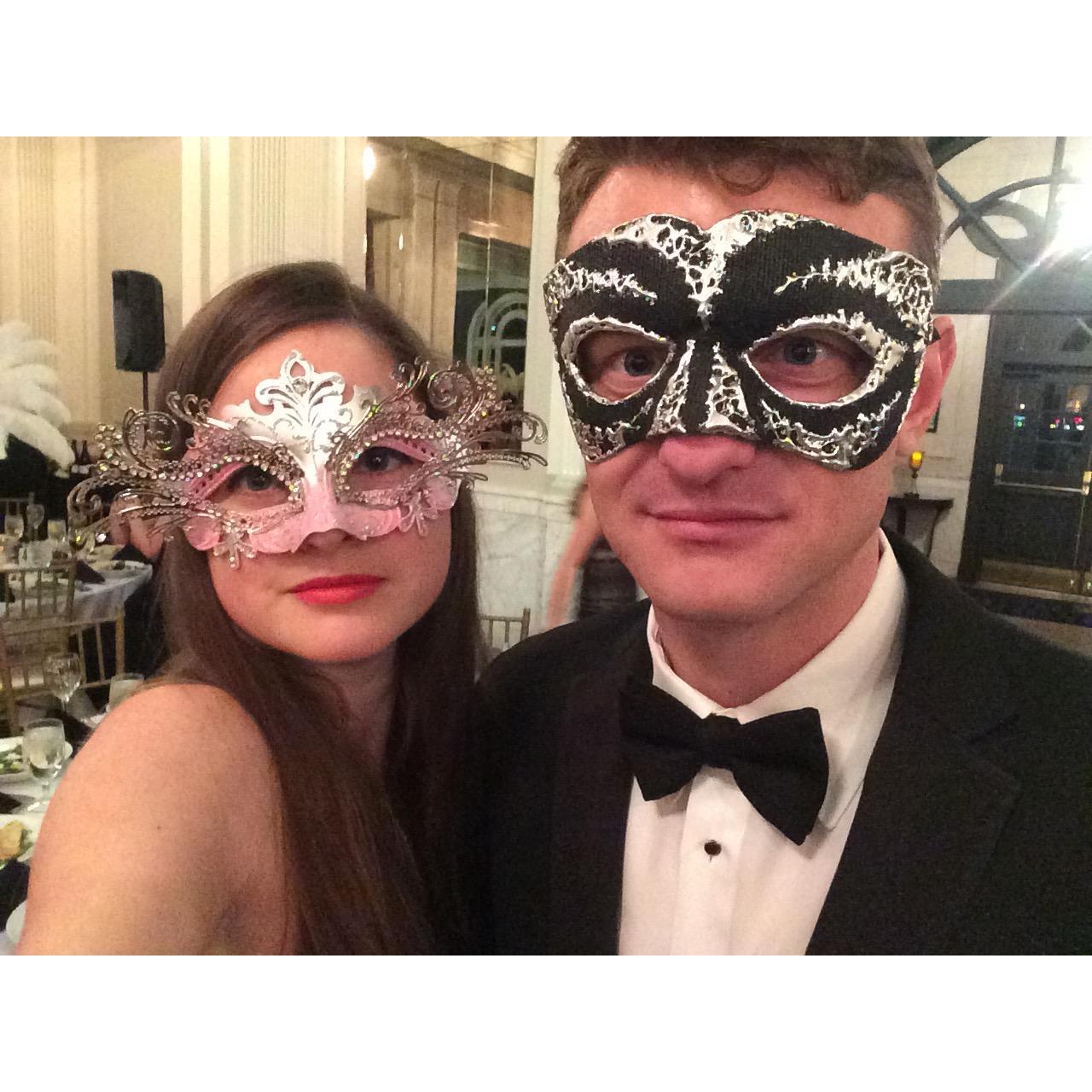Looking mysterious at a fundraiser.