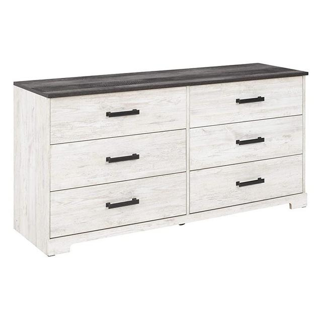 Signature Design by Ashley Shawburn Modern Farmhouse 6 Drawer Dresser, Two Tone White & Dark Gray