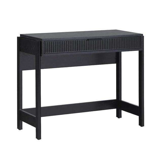 Walker Edison Transitional Office Design, Reeded Drawer Front Detail, Writing Desk with Drawer, Spacious Desktop, Complementary in Living Spaces, 38”W x 16.75”D x 30”H, Black