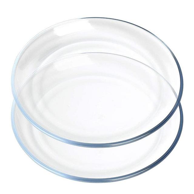 FOYO Oven Basics Glass Plate Set, 10 inch Round Tempered Glass Pie Dish, Set of 2