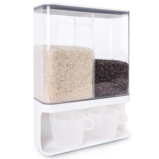 Conworld Rice Dispenser Container Wall Mounted Dry Food Storage Container(hold 7 lbs rice).Suitable for millet, black rice, corn, soybeans, coffee beans and other small grain and pet food