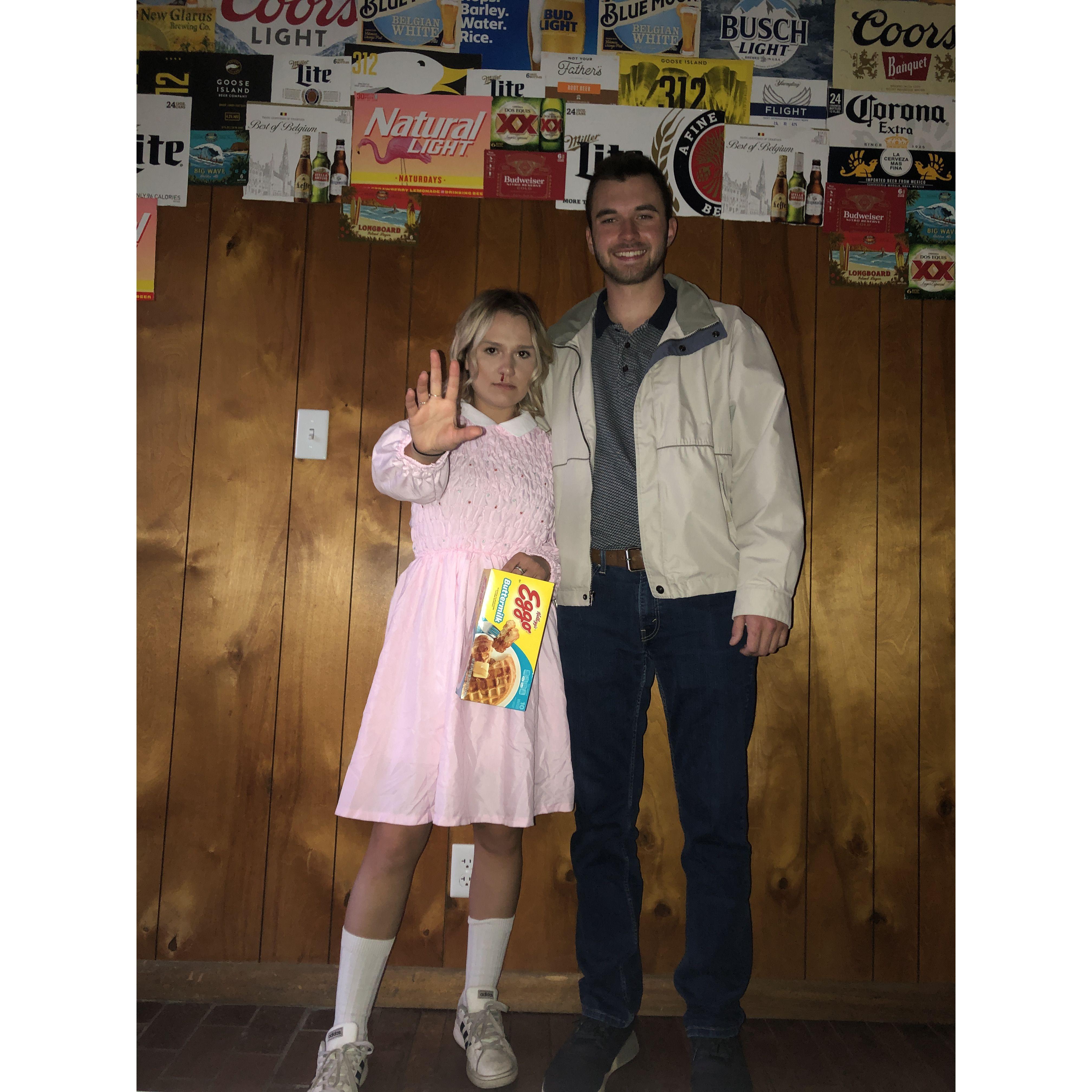 Jess and Thomas's first Halloween dating. Jess is obsessed with Stranger Things, and Thomas went along with it. This was at the iconic "maple house" where Thomas lived his senior year.