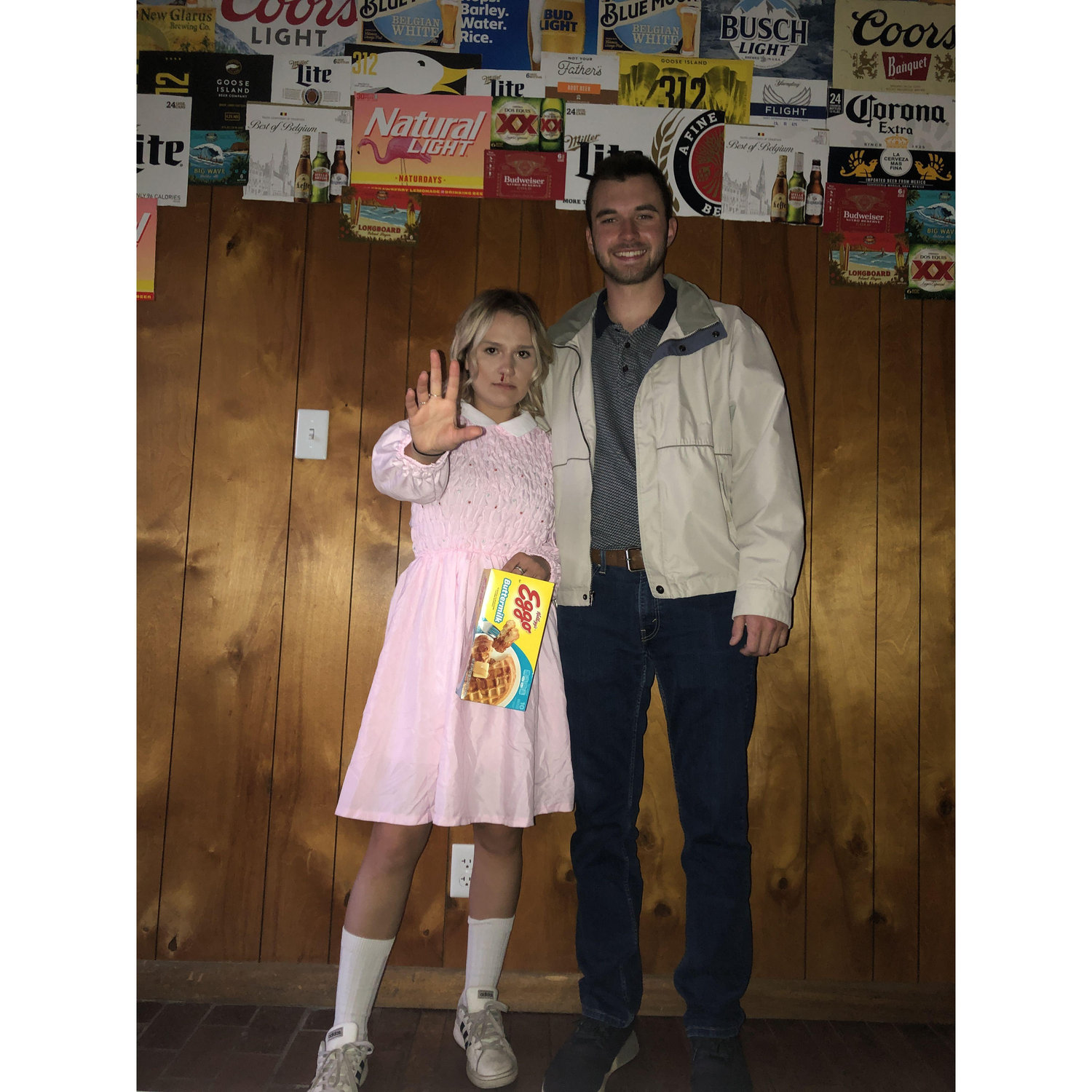 Jess and Thomas's first Halloween dating. Jess is obsessed with Stranger Things, and Thomas went along with it. This was at the iconic "maple house" where Thomas lived his senior year.