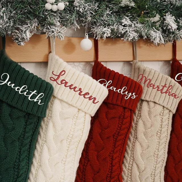 Personalized Family Christmas Stockings,2024 Embroidered Christmas Stocking,Knitted Stockings With Name,Monogram Stocking,Holiday Decor Gift