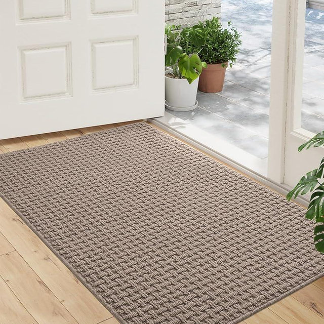 LUMI Indoor Doormat, Front Door Mat Inside Entrance, Non-Slip Absorbent Easy Clean Low Profile Welcome Indoor Door Mat, 32"x48", Beige
