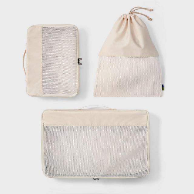 3pc Packing Cube & Laundry Bag Set Beige - Open Story™️