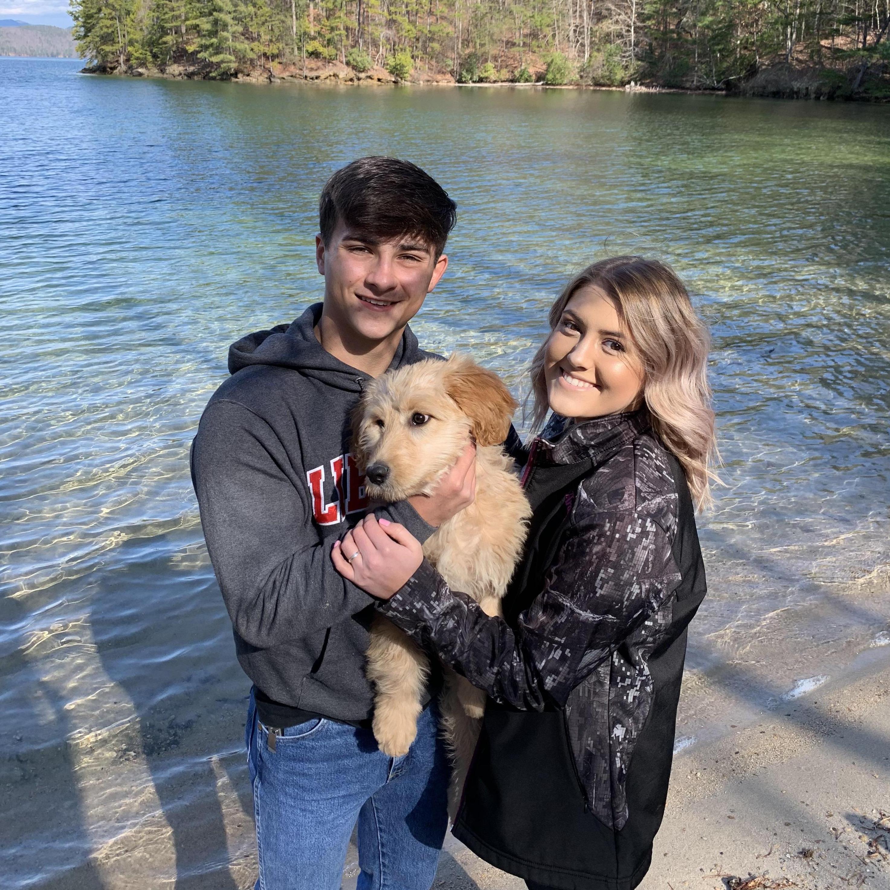 Lake Jocassee with our puppy Jocassee 2020