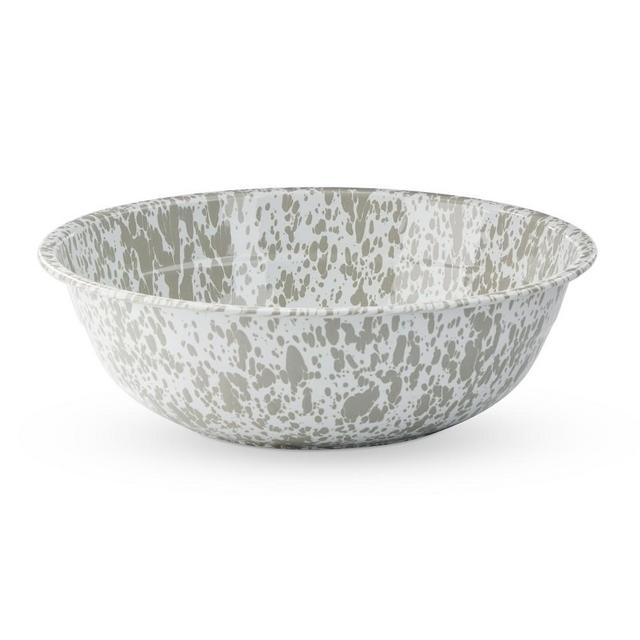 Grey Splatterware Enamel Salad Bowl, 14"