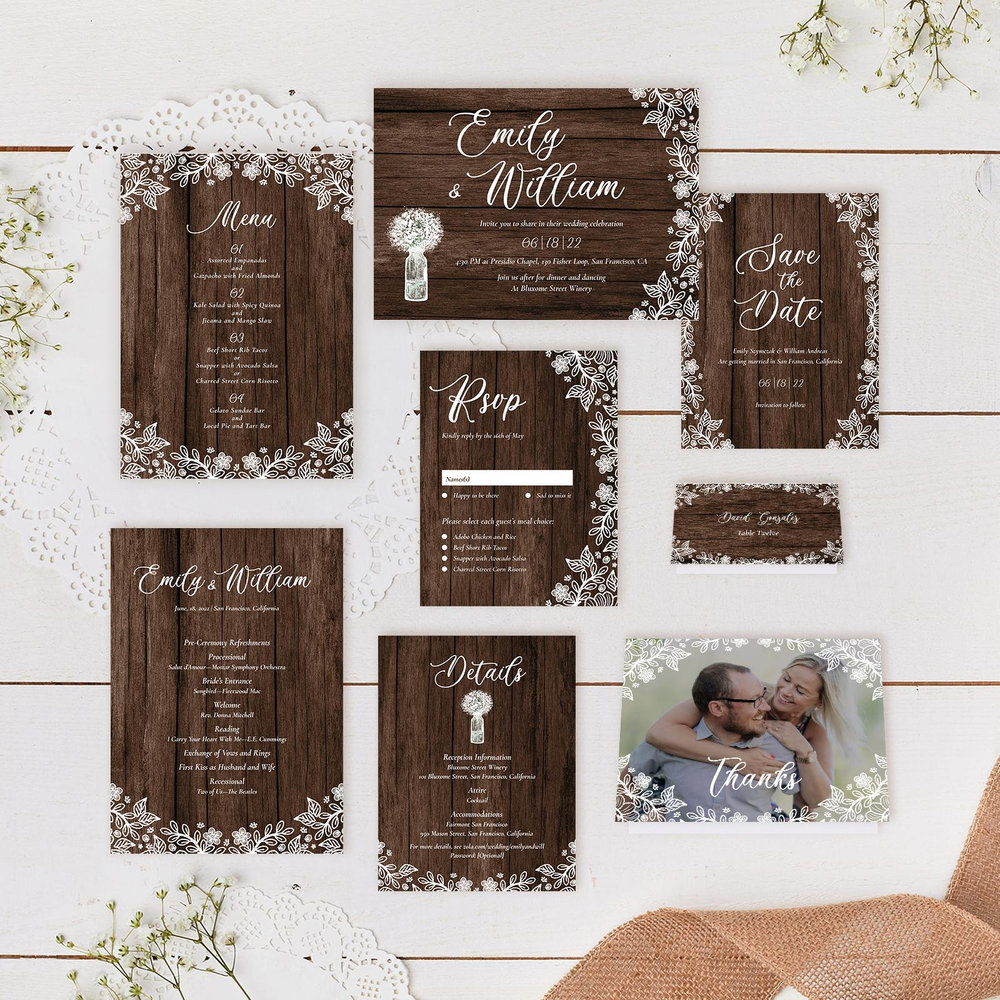 Kenton Border | Wood | Zola Wedding Invitations