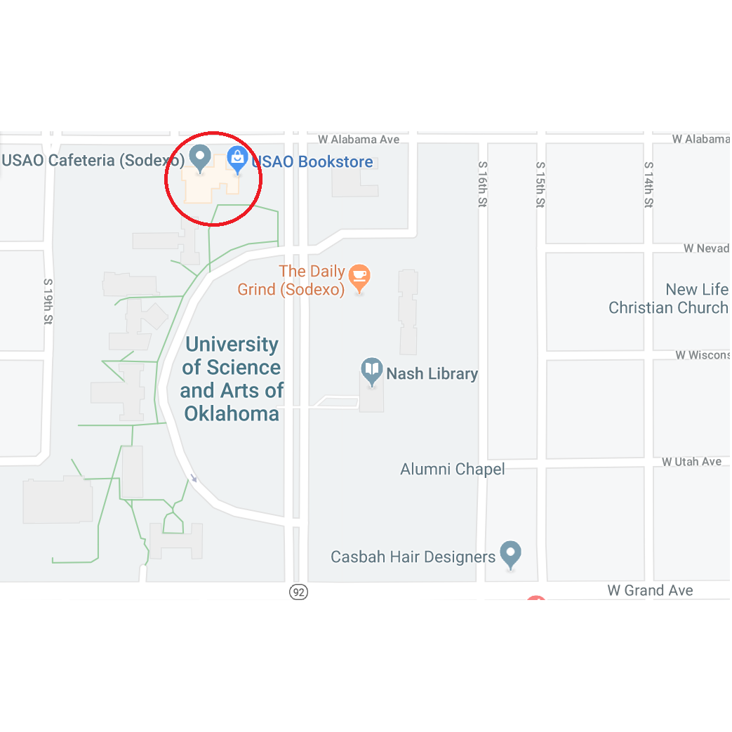 Circled: the student center