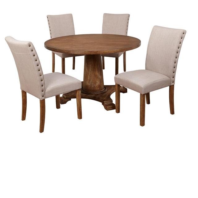 5Pc Atwood Round Dining Set Driftwood - Buylateral