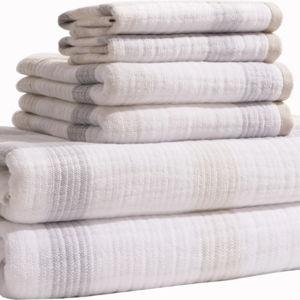Loft by Loftex New Generation Stripped 6-Piece Towel Set,Beige