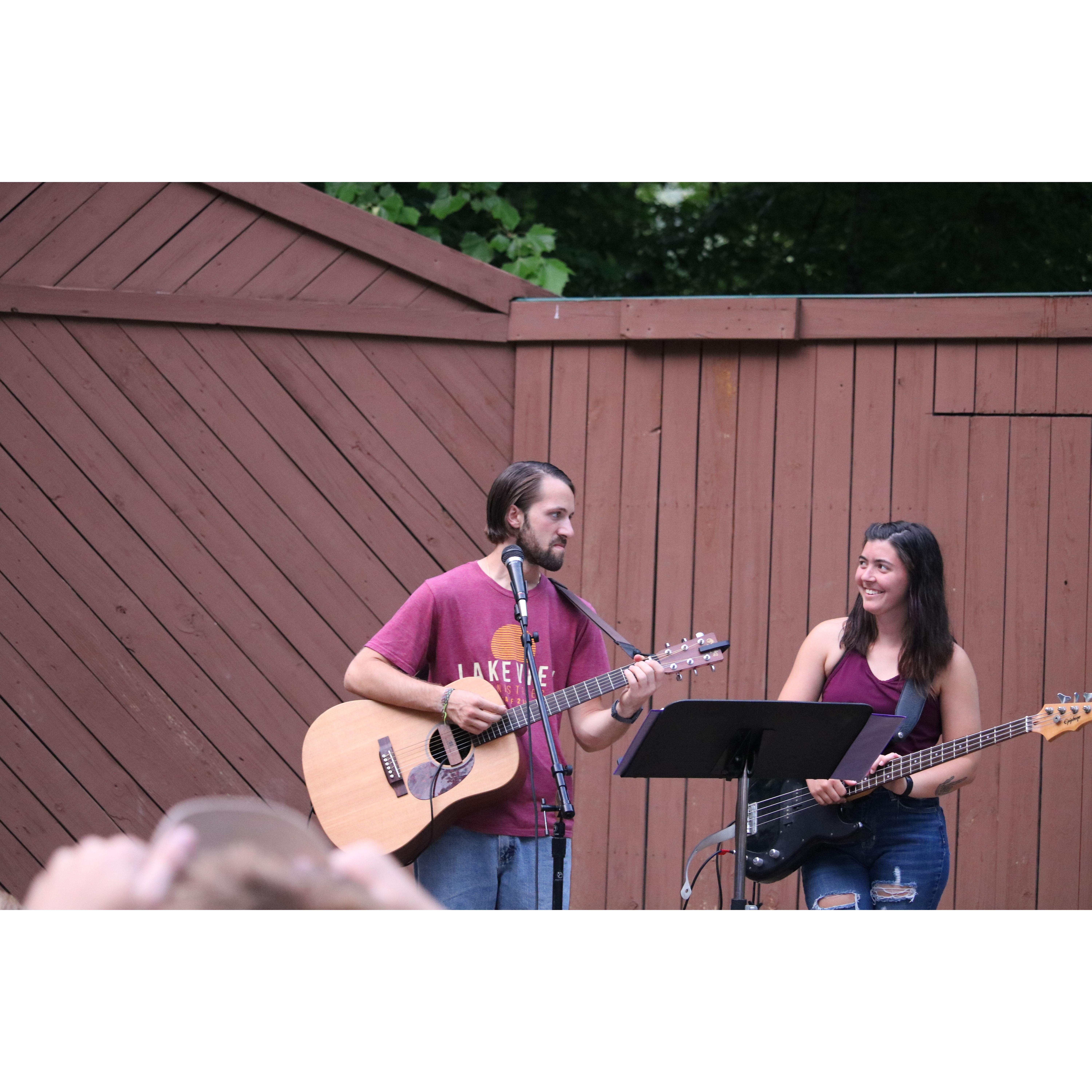 As they were getting to know each other, Case and Jozie got to play a few electric campfires side-by-side. Case says he was trying to funny when Eliza snapped this pic.