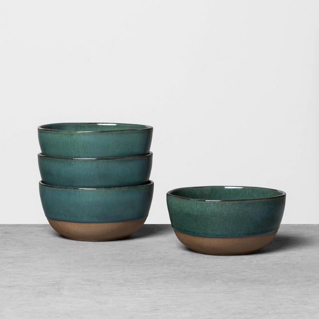 4pk Stoneware Reactive Exposed Clay Rim Mini Bowl Blue - Hearth & Hand™ with Magnolia