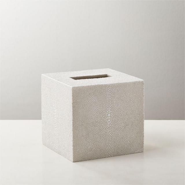 Shaw Shagreen Ivory Tissue Box Cover