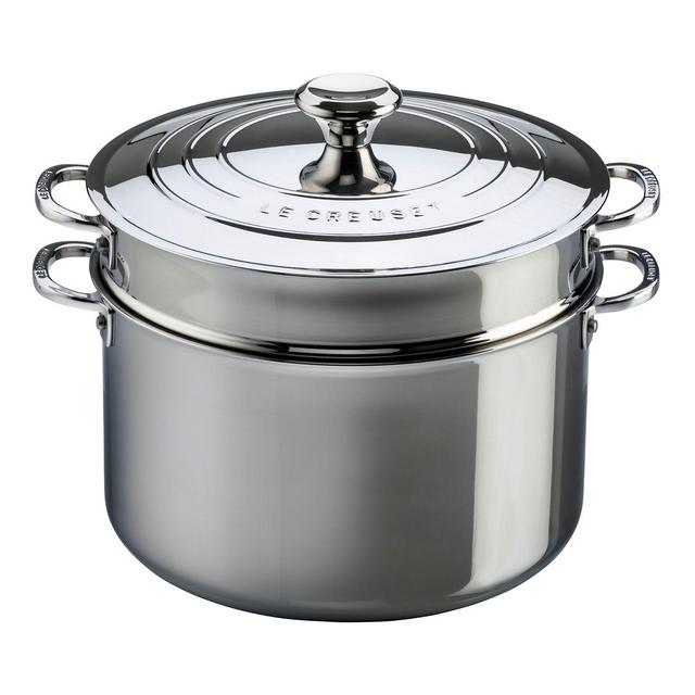 Le Creuset Stainless Steel 9-Quart Stock Pot with Lid & Deep Colander Insert